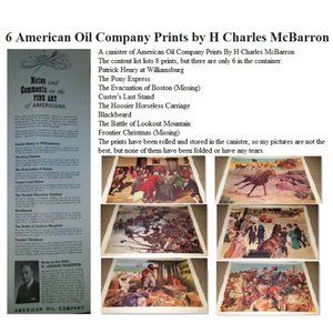 6 American Oil Company Prints, H Charles McBarron